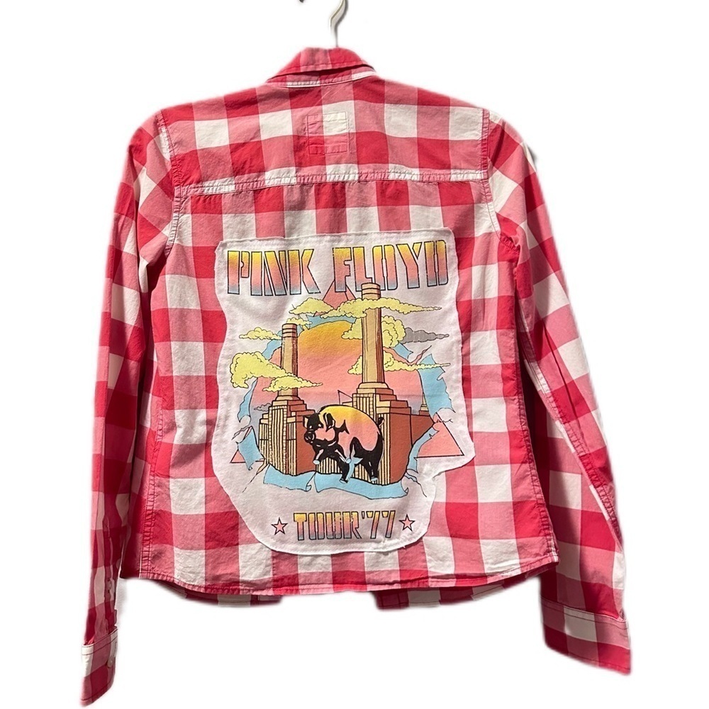 Pink Floyd Women's Red Checkered Button Down Shirt